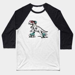 T rex dino Skating Baseball T-Shirt